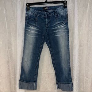 Angels Jeans Size 7 Junior Capri Crop Women's Blue Denim Pocket